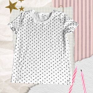 J. Crew White Short Sleeve Tee with Black Polka Dots